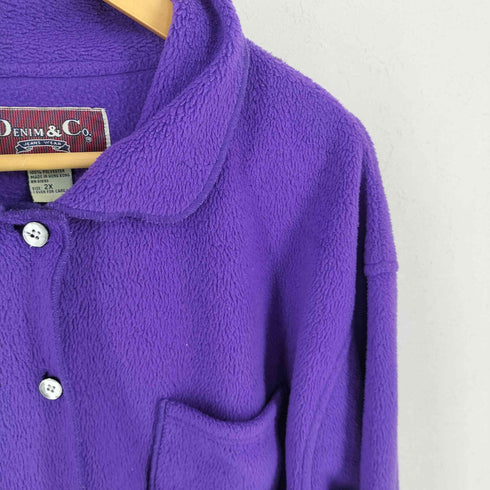デニムアンドコー Denim&Co HK製 フリース シャツ レディース 2XL