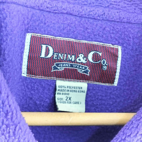 デニムアンドコー Denim&Co HK製 フリース シャツ レディース 2XL