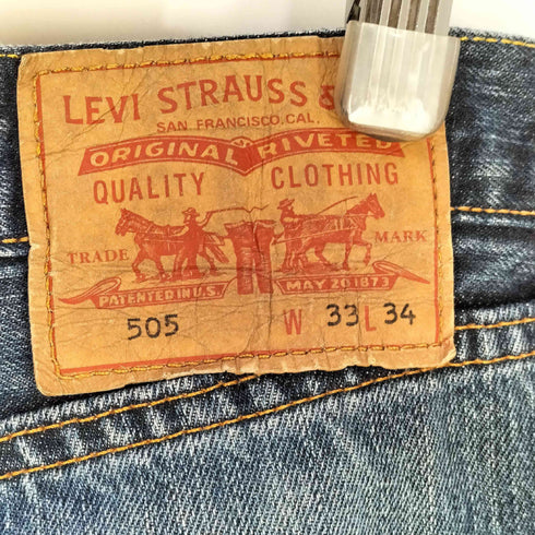 リーバイス Levis 505 ボタン裏092 ジップフライ ストレート ダメージデニム メンズ W33 L34