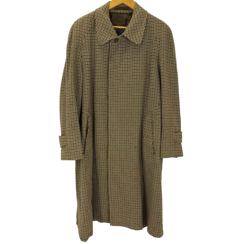 バーバリーズ BURBERRYS 80S 英国製 IRISH TWEED アイリッシュ ツイード 千鳥格子 比翼 ステンカラー バルマカーン コート メンズ