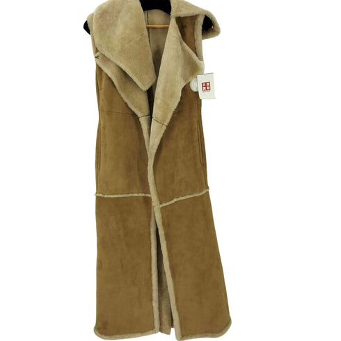 スポーツマックス SPORTMAX defile リアル ムートン 本革 ノースリーブ ベスト ロング コート MOUROT レディース US:6