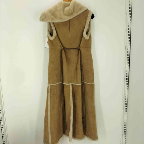 スポーツマックス SPORTMAX defile リアル ムートン 本革 ノースリーブ ベスト ロング コート MOUROT レディース US:6