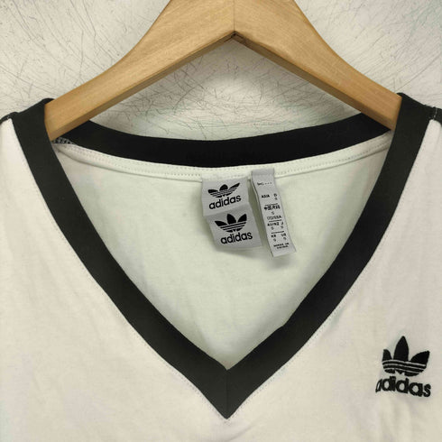 アディダスオリジナルス adidas Originals スリーストライプス Vネック スリム半袖Tシャツ レディース import:S
