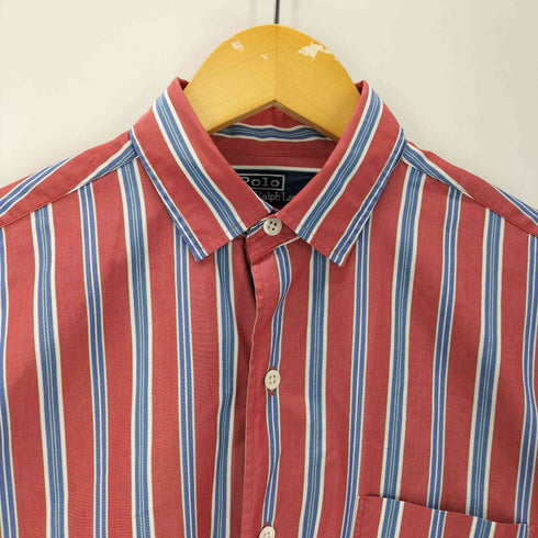 ポロバイラルフローレン Polo by RALPH LAUREN 90S CHAPMAN TWO-PLY COTTON ポニー無し L/S ストライプ ドレス シャツ メンズ import:S