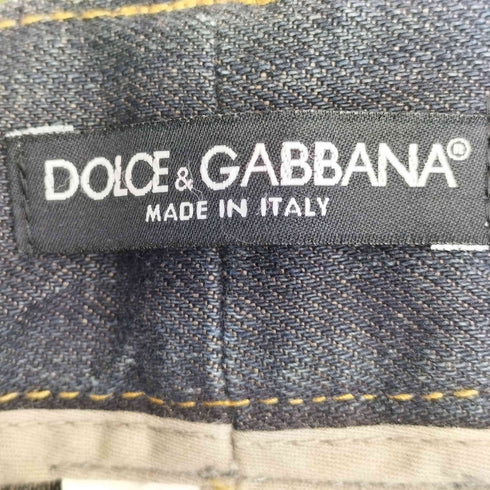 ドルチェアンドガッバーナ DOLCE&GABBANA 12SLIM レザーパッチ 背面ロゴ刺繍 DGボタン ダメージ デニム メンズ