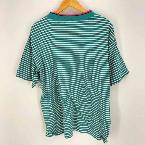 セントジョンズベイ STJOHNS BAY 90-00s モックネック ボーダー半袖 Tシャツ メンズ import:L