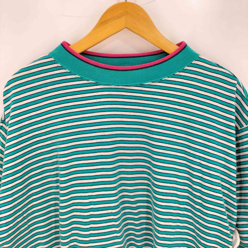セントジョンズベイ STJOHNS BAY 90-00s モックネック ボーダー半袖 Tシャツ メンズ import:L