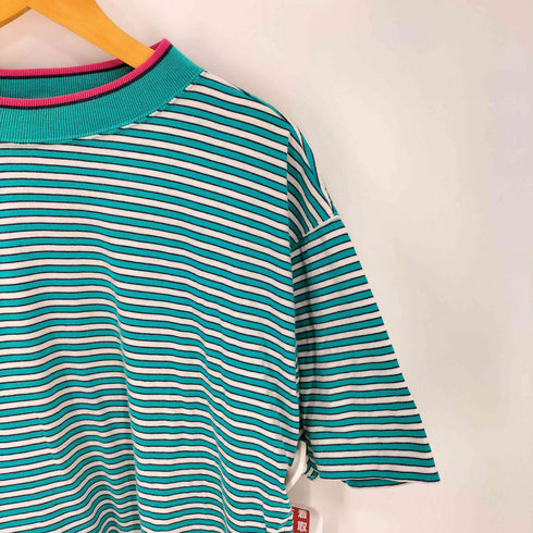 セントジョンズベイ STJOHNS BAY 90-00s モックネック ボーダー半袖 Tシャツ メンズ import:L