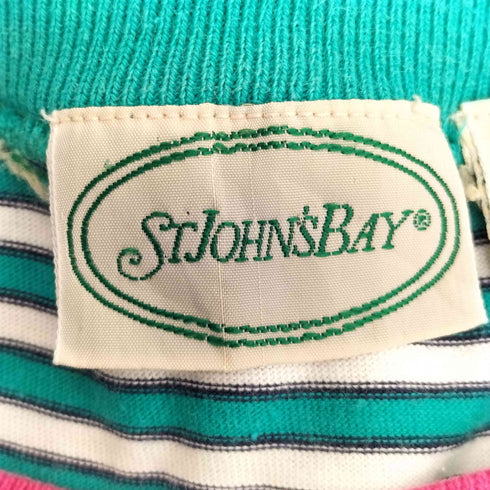 セントジョンズベイ STJOHNS BAY 90-00s モックネック ボーダー半袖 Tシャツ メンズ import:L