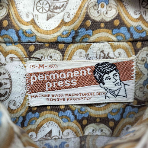 パーマネントプレス Permanent Press 70S 襟芯総柄シャツ メンズ JPN:M