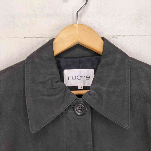pig leather 豚革 比翼ステンカラーコート レディース JPN:11号