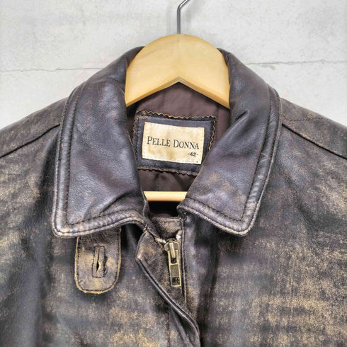 フルギ PELLE DONNA lamb leather 山羊革 比翼ジップレザージャケット レディース EUR:42