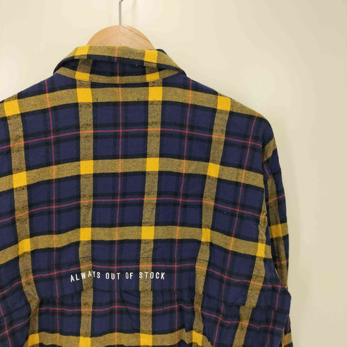 オールウェイズアウトオブストック ALWAYS OUT OF STOCK バックロゴジップアップチェック柄シャツ メンズ import:L