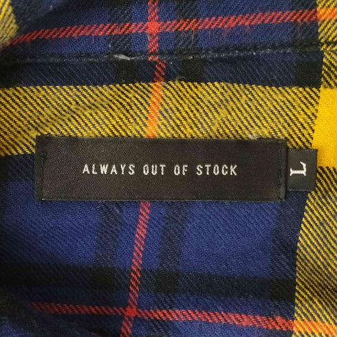 オールウェイズアウトオブストック ALWAYS OUT OF STOCK バックロゴジップアップチェック柄シャツ メンズ import:L