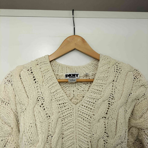 ダナキャランニューヨーク DKNY 90s OLD Y2K ケーブル編み ローゲージ コットンニット レディース P