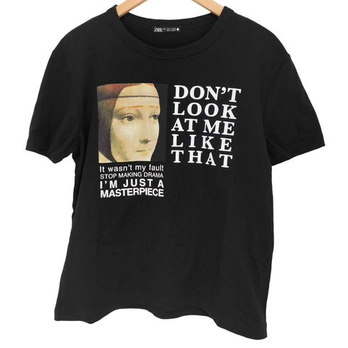 ザラ ZARA クルーネック プリント 半袖 Tシャツ レディース import:S