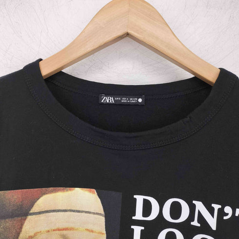ザラ ZARA クルーネック プリント 半袖 Tシャツ レディース import:S