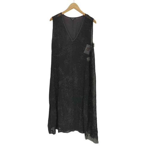 パドカレ pas de calais シワ加工 総柄 フロント シアー ノースリーブ ワンピース レディース import:M
