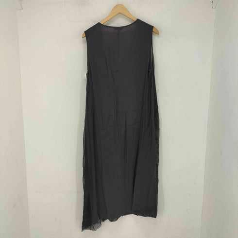 パドカレ pas de calais シワ加工 総柄 フロント シアー ノースリーブ ワンピース レディース import:M
