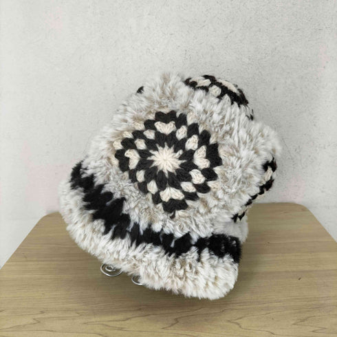 アミナ Amina faux fur グラニースクエアデザイン フェイクファー バケットハット メンズ