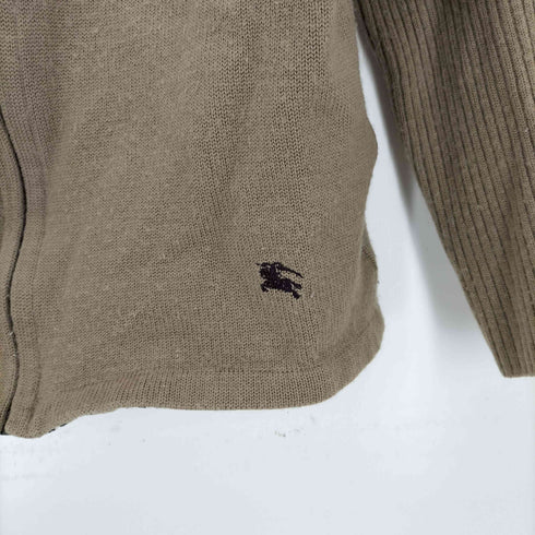 バーバリーブラックレーベル BURBERRY BLACK LABEL 裏地ノバチェック ホースロゴ刺繍ドライバーズニット メンズ JPN:2