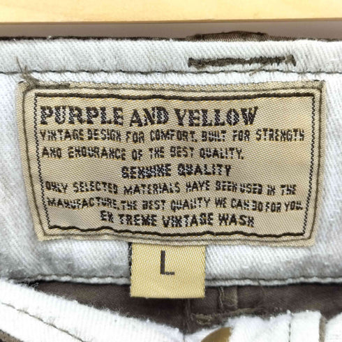 パープルアンドイエロー Purple&Yellow 裾ジップ マルチポケット カーゴパンツ Y2K メンズ