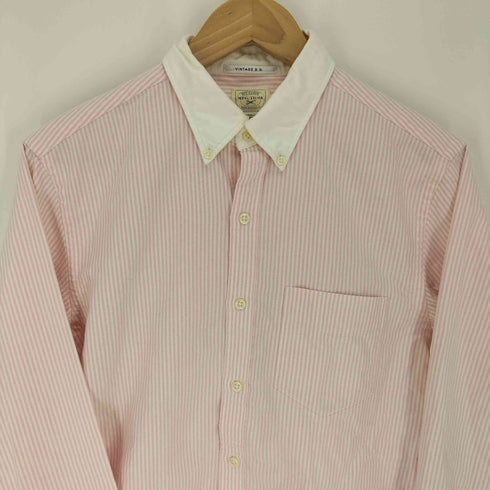 ラグビーラルフローレン Rugby Ralph Lauren 90-00S MFG.TDMK VINTAGE B.D. SHIRTINGS 裾ロゴ刺繍 ボタンダウン ストライプシャツ メンズ import:S
