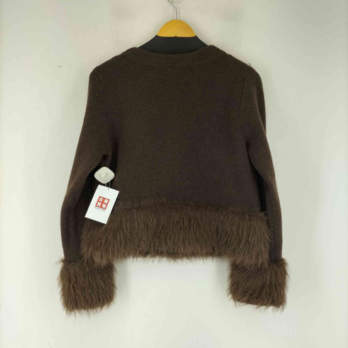 ザラ ZARA コントラストニットフェイクファージャケット レディース import:M