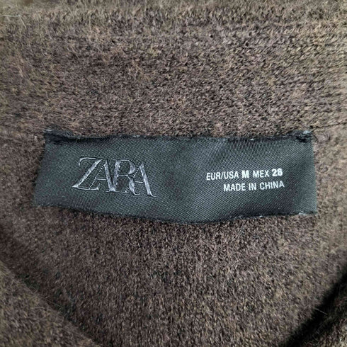 ザラ ZARA コントラストニットフェイクファージャケット レディース import:M