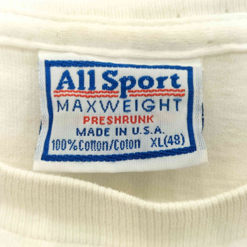 オールスポーツ ALL sport 90s USA製 両面イラストプリント シングルステッチ クルーネックTシャツ メンズ import:XL