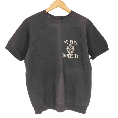60S~ DE PAUL UNIVERSITY カレッジプリント S/S スウェット フロッキー 4本針 メンズ