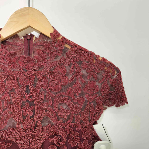 タダシショウジ TADASHI SHOJI ノースリーブ レース ワンピース パーティドレス オケージョン ボルドー レディース JPN:4
