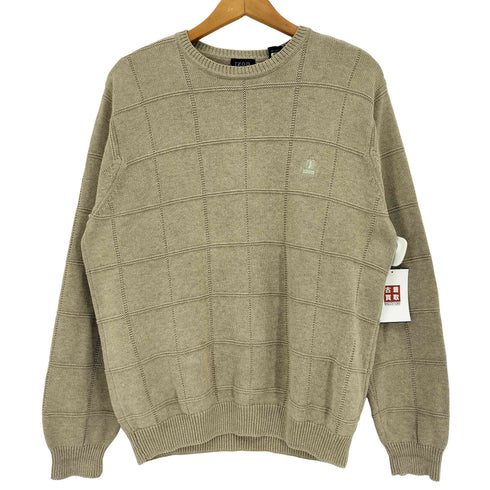 アイゾッド IZOD 00s 香港製 ロゴ刺繍 チェック コットンニット メンズ import:L