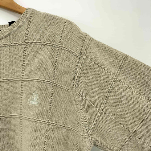 アイゾッド IZOD 00s 香港製 ロゴ刺繍 チェック コットンニット メンズ import:L