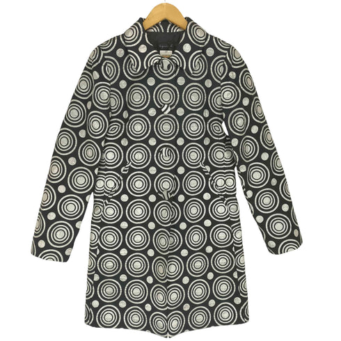 アニエスベー agnes b. PARIS フランス製 サンライズ期 シルバーサークルパターンコート レディース EUR:38