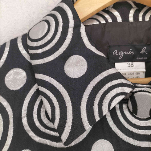 アニエスベー agnes b. PARIS フランス製 サンライズ期 シルバーサークルパターンコート レディース EUR:38