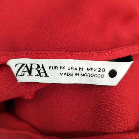 ザラ ZARA バックレースアップ サテンワンピース レディース import:M