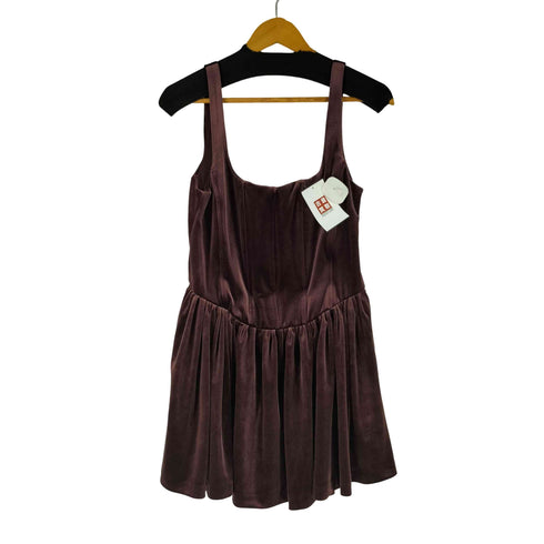 ザラ ZARA ベロア ベアトップワンピース レディース import:M