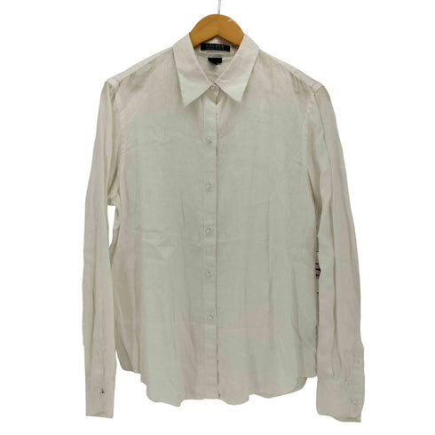 ローレンラルフローレン LAUREN RALPH LAUREN リネン 100 パール ボタン レギュラーカラー L/S シャツ レディース import:L