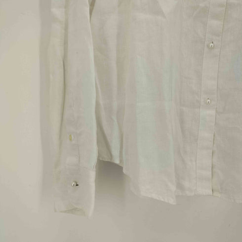 ローレンラルフローレン LAUREN RALPH LAUREN リネン 100 パール ボタン レギュラーカラー L/S シャツ レディース import:L
