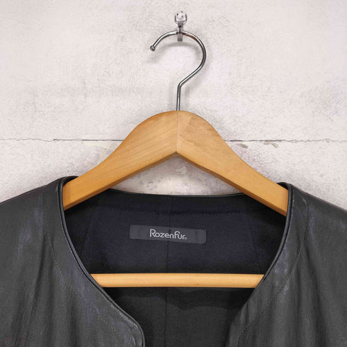 Rozenfur lamb leather ラムレザーノーカラーボレロジャケット レディース 38