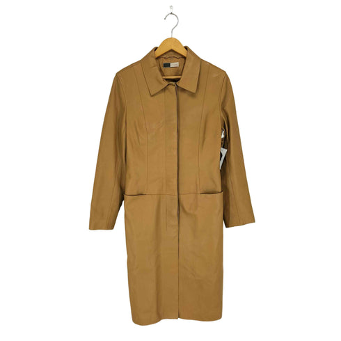 PHORMS MILANO MADE IN ITALY real leather リアルレザー比翼ステンカラーコート レディース 42