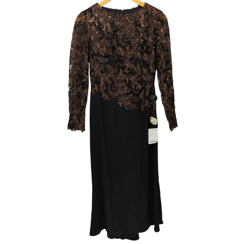 タダシショウジ TADASHI SHOJI レース切り替え ロングワンピース レディース US:4