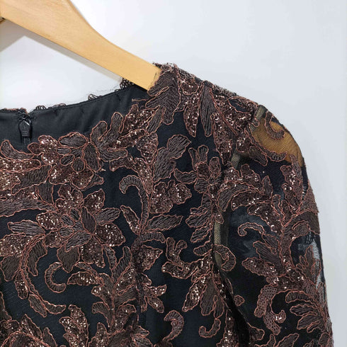 タダシショウジ TADASHI SHOJI レース切り替え ロングワンピース レディース US:4