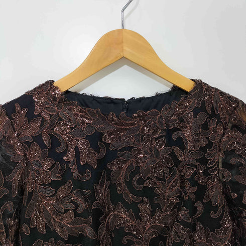 タダシショウジ TADASHI SHOJI レース切り替え ロングワンピース レディース US:4