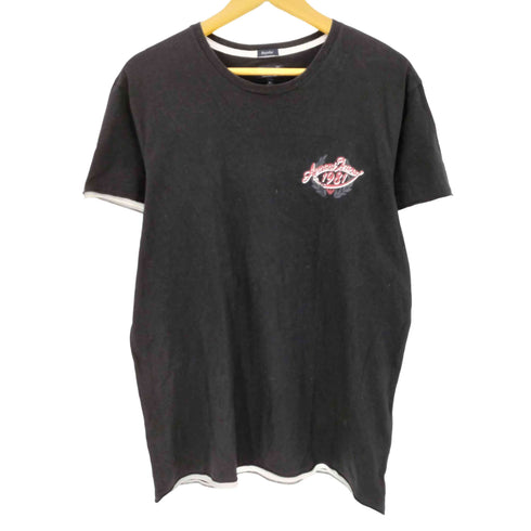 アルマーニジーンズ ARMANI JEANS REGULAR ロゴプリント フェイクレイヤード クルーネック半袖Tシャツ メンズ import:XL