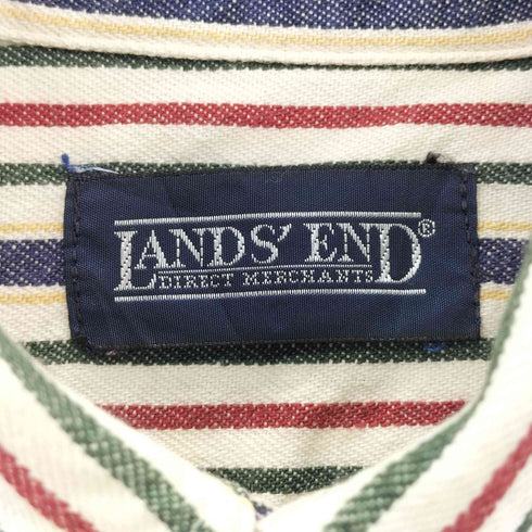ランズエンド LANDS END 90s USA製 カジュアル レギュラーカラー マルチストライプシャツ メンズ M