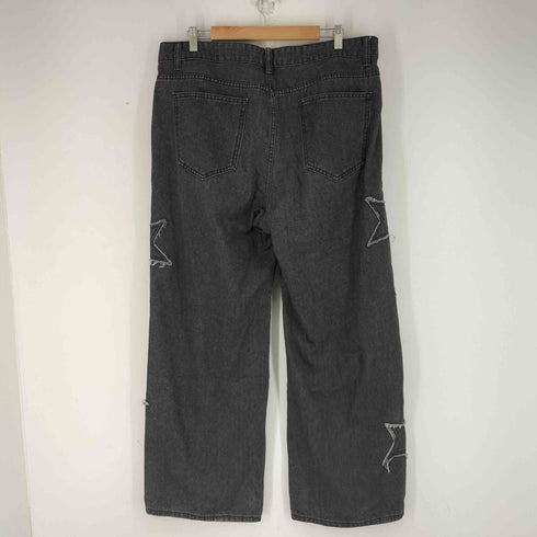 ROMWE スターデザイン ブラックデニムパンツ メンズ JPN:XL