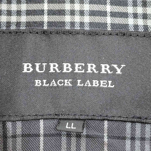バーバリーブラックレーベル BURBERRY BLACK LABEL 裏地ノバチェック 同色ロゴ刺繍 エポレット付き 比翼ジップ ダウンコート メンズ LL