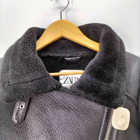 ザラ ZARA ダブルフェイス フェイクムートン ライダースジャケット レディース import:XS